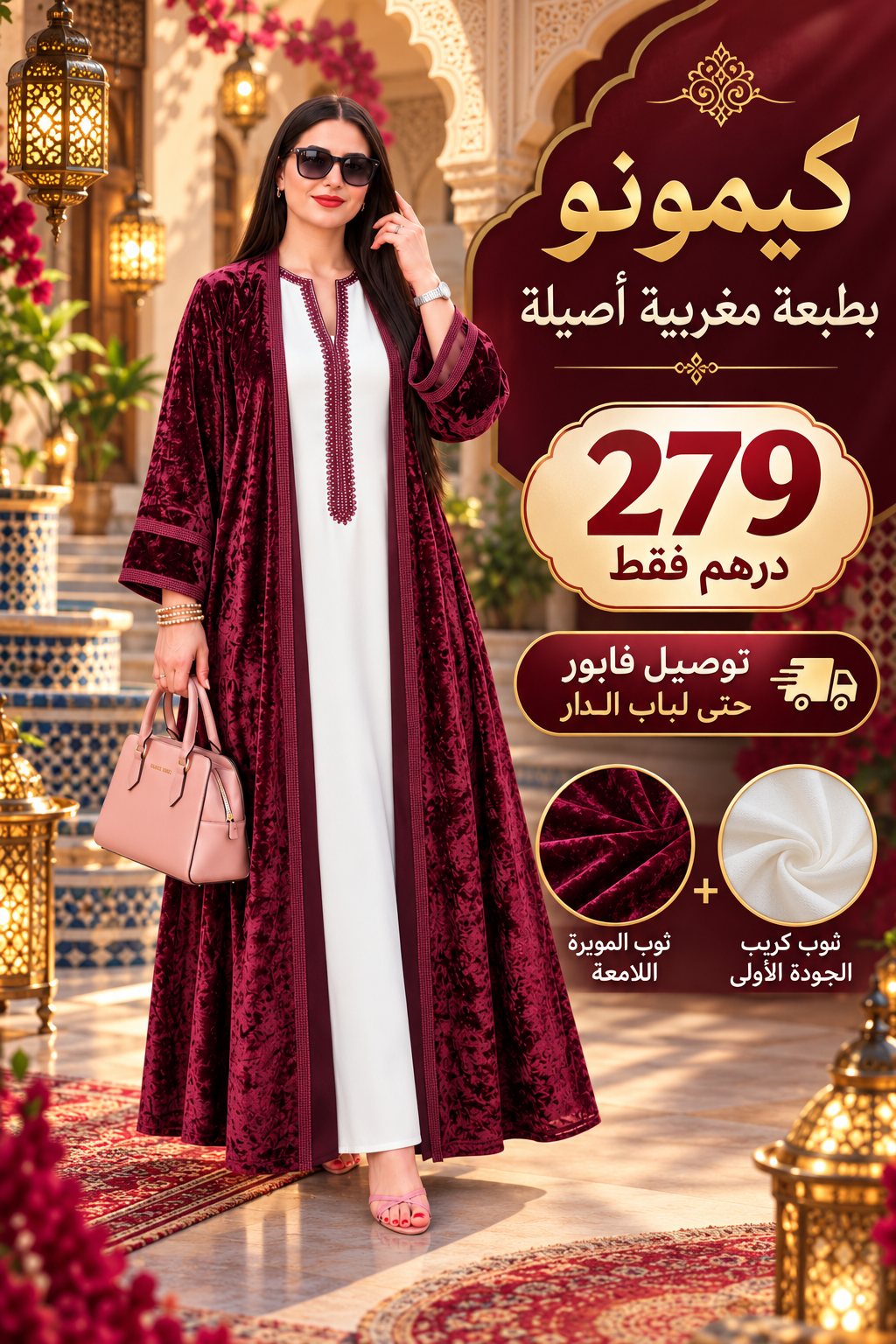 🇲🇦 كيمونو مغربي فاخر ✨ بلمسة أصيلة وأنيقة | عرض اليوم فقط 🔥 توصيل فابور حتى لباب الدار 🚚