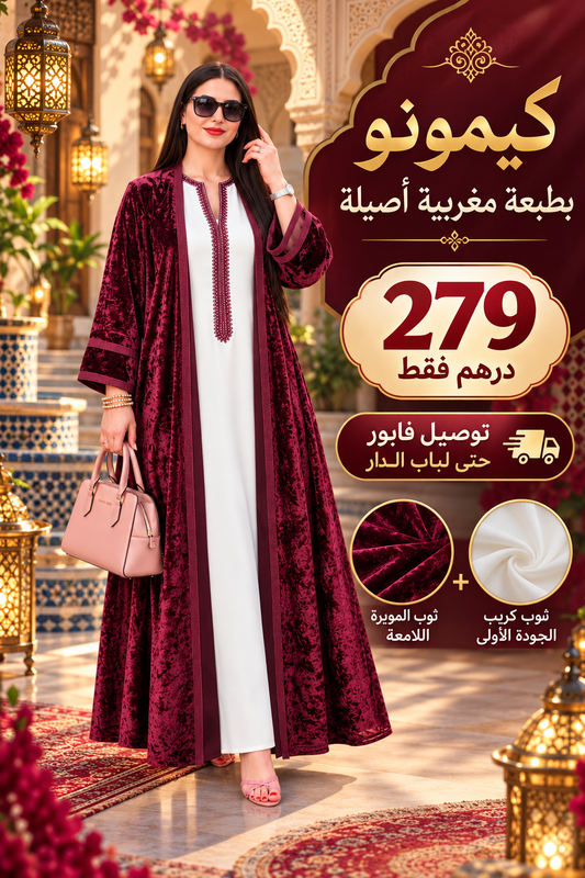 🇲🇦 كيمونو مغربي فاخر ✨ بلمسة أصيلة وأنيقة | عرض اليوم فقط 🔥 توصيل فابور حتى لباب الدار 🚚